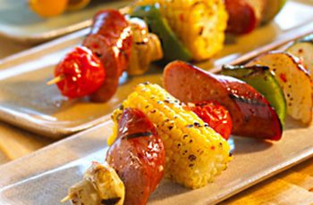 Delicious And Easy Mustardy Grilled Corn and Sausage Kabob Recipe