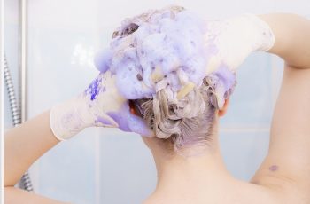 purple shampoo on dry hair