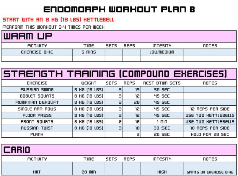 female endomorph workout plan