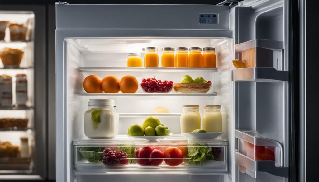 Image of yogurt in refrigerator