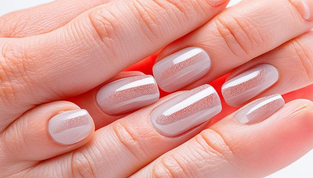 spoon-shaped fingernails with red spots or lines
